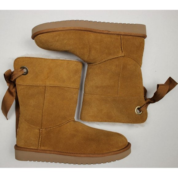 NWOB Ugg Koolaburra Suede Fur Lined Bow Boots Sz 7 - Picture 8 of 11